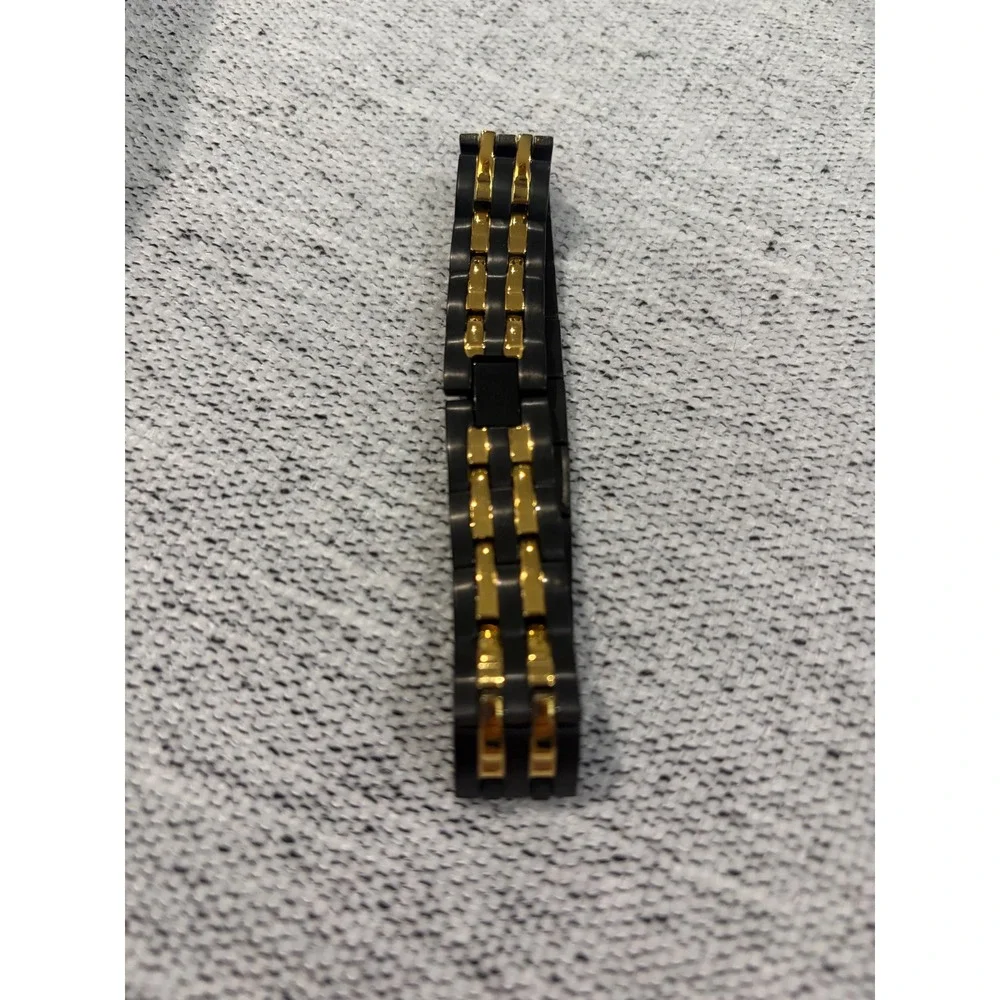 Magnetic Therapy Link Bracelet Two‎ Tone Black Gold Wellness 8.25in